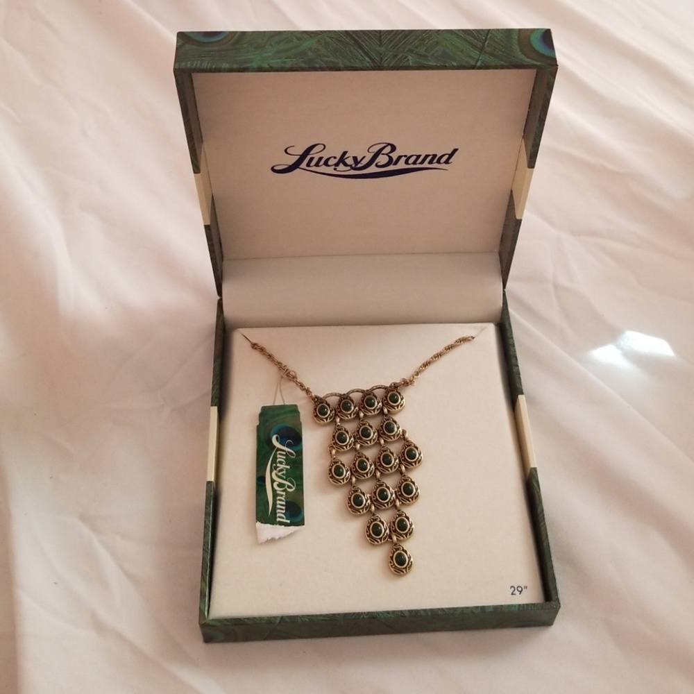 Nib lucky brand long reversible peacock necklace